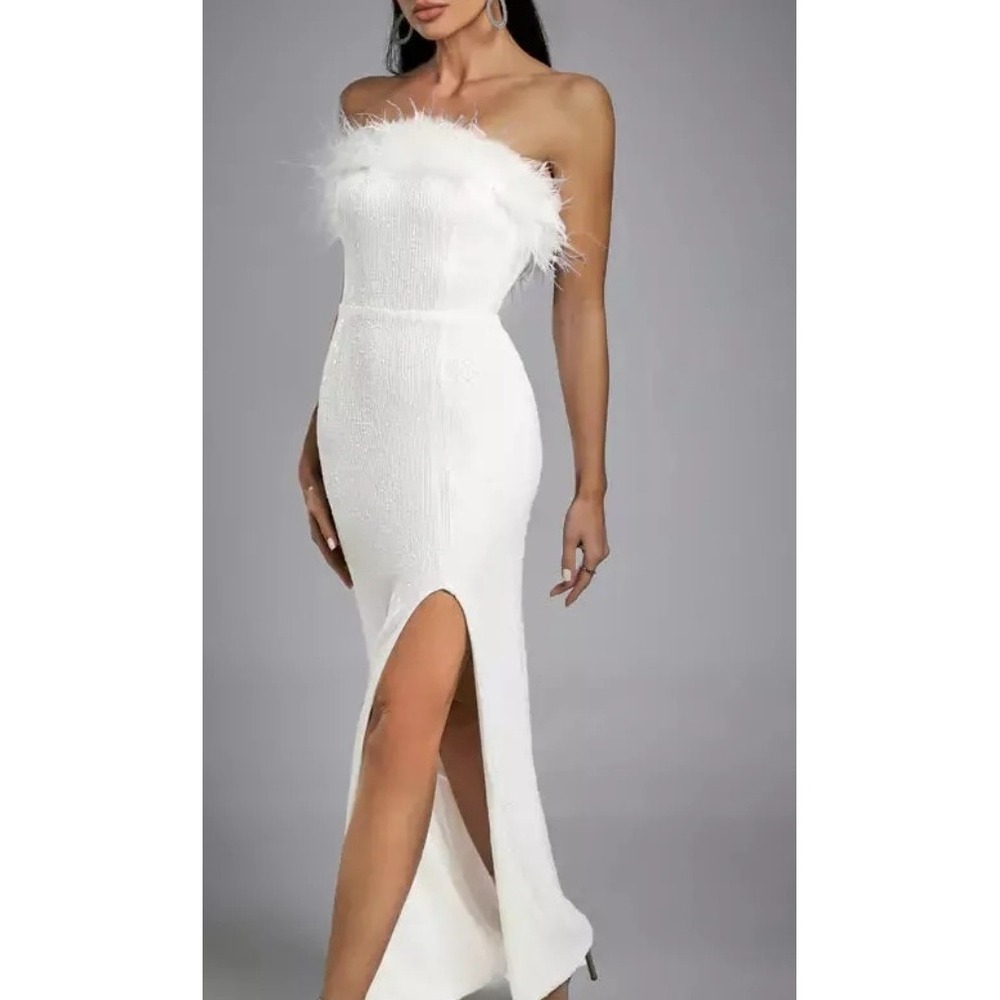 Emery Sequin Gown Fashion Nova Sz L Dramatic shimmering sequins Strapless Dress